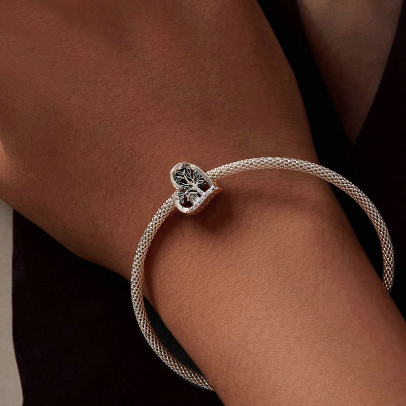 Family Tree Heart Charm Bracelet | Sterling Silver | Verhalo Jewelry