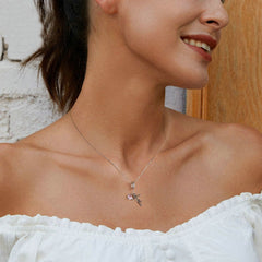 Pink Heart Cross Charm Necklace | Sterling Silver | Verhalo Jewelry
