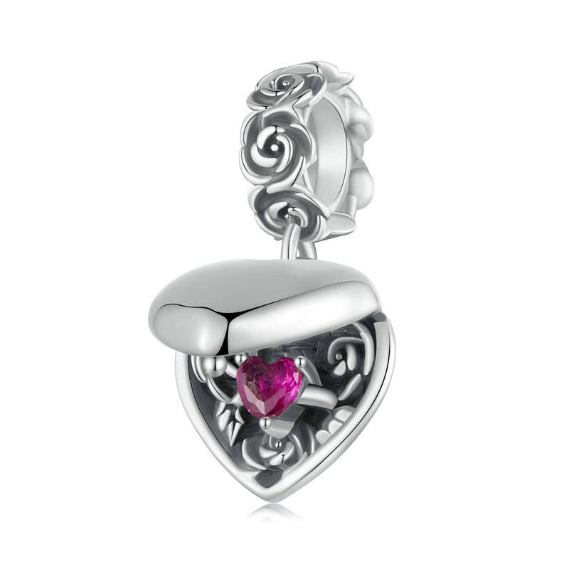 Rose Wedding Heart Dangle Charm
