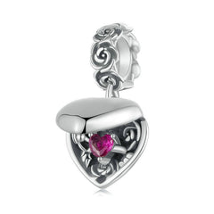 Rose Wedding Heart Dangle Charm