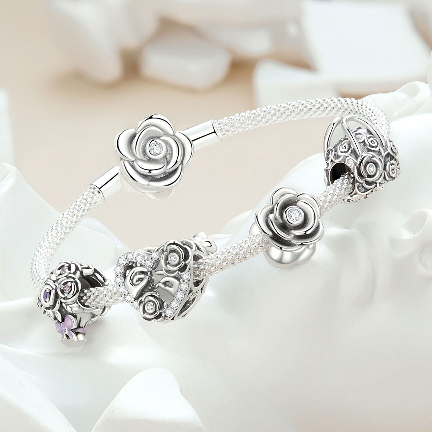 Sterling Silver Proposal Heart Charm bracelet set | VerHalo Jewelry