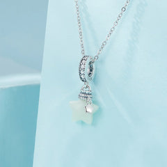 Glow-in-the-dark Wishing Bottle Charm Necklace| Sterling Silver | Verhalo Jewelry