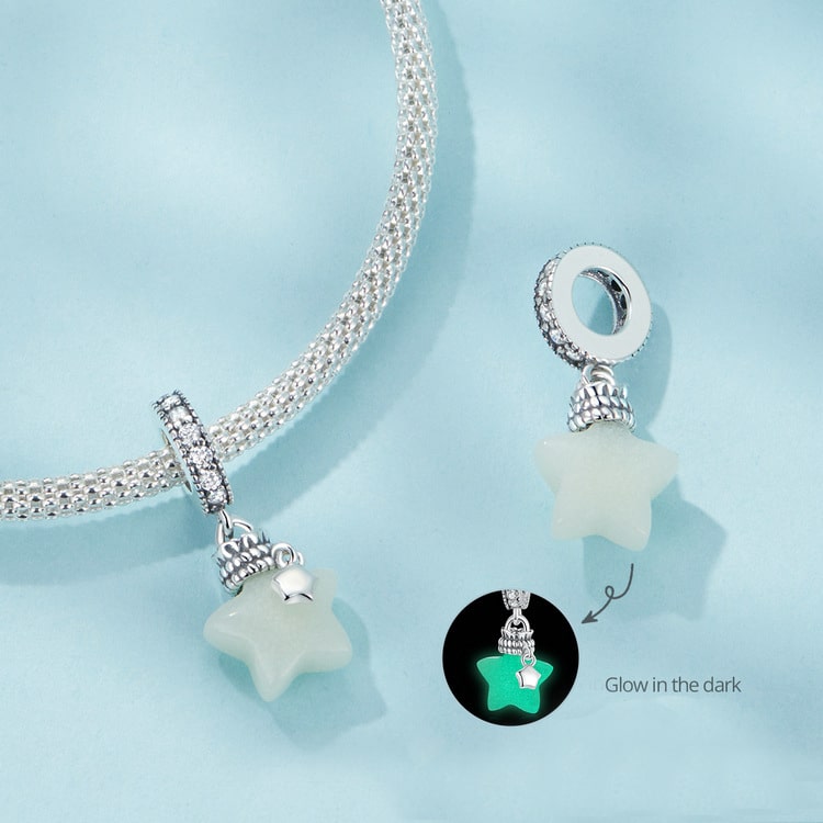 Glow-in-the-dark Wishing Bottle Charm | Sterling Silver | Verhalo Jewelry
