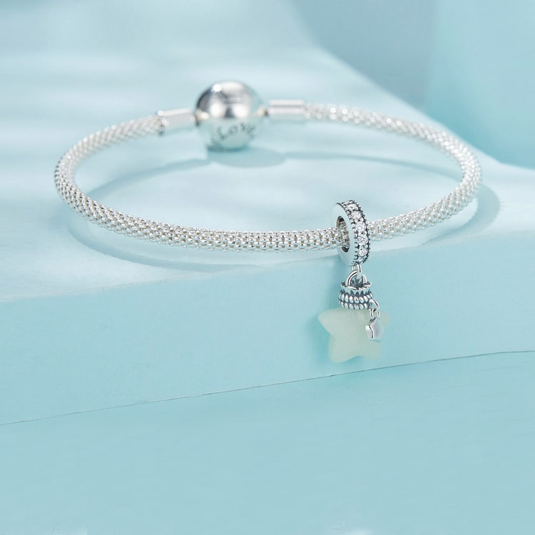 Glow-in-the-dark Wishing Bottle Charm Bracelet | Sterling Silver | Verhalo Jewelry