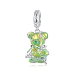 Green Dreamy Bear Dangle Charm | Sterling Silver | Verhalo Jewelry