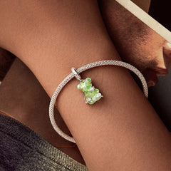 Green Dreamy Bear Charm Bracelet | Sterling Silver | Verhalo Jewelry