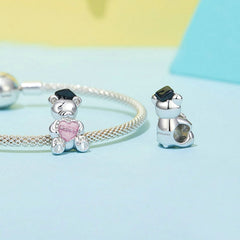 Happy Graduation Bear Charm bracelet | Sterling Silver | Verhalo Jewelry