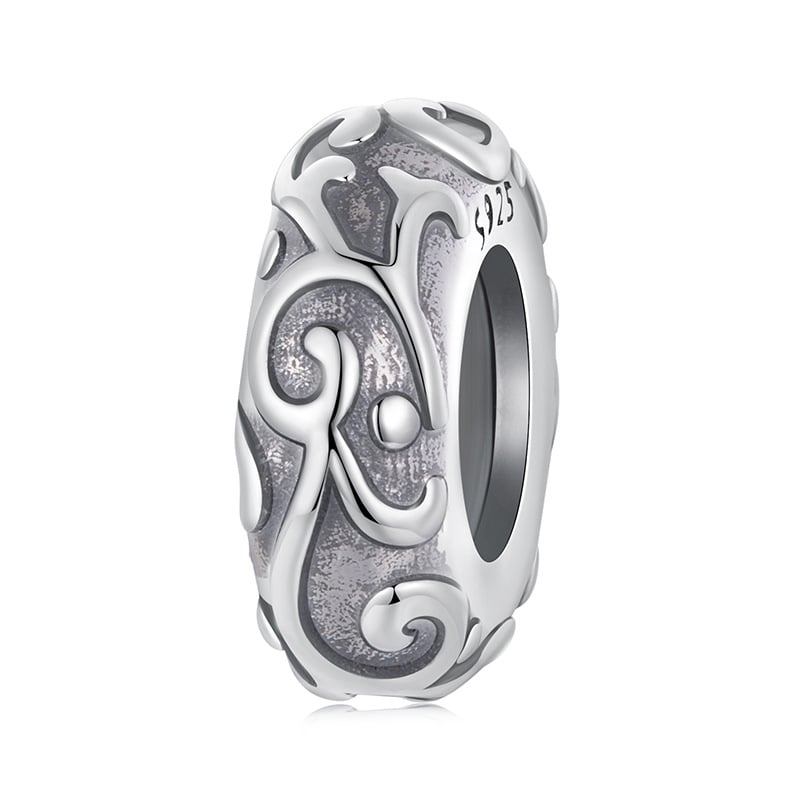Floral Patter Spacer Charm in Sterling Silver | Verhalo Jewelry
