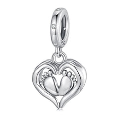 Mother & Baby Heart Dangle Charm | Sterling Silver | Verhalo Jewelry