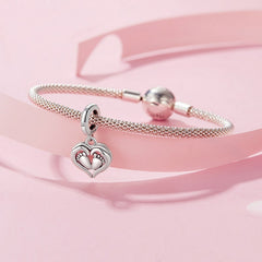 Mother & Baby Heart Dangle Charm