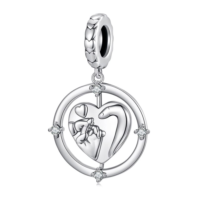 A Family of Three Heart Charm | Sterling silver | Verhalo Jewelry