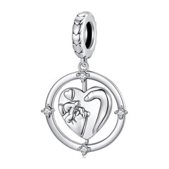 A Family of Three Heart Charm | Sterling silver | Verhalo Jewelry
