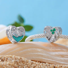 Coconut Tree Heart Charm | Sterling Silver | Verhalo Jewelry